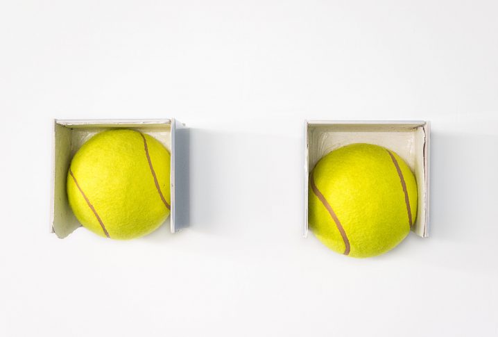 Bettina Buck, Relic, 2010, bronze, haBettina Buck, Balls, 2010, oversized tennis balls, tiles, silicon