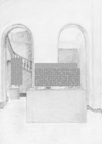 <i>Untitled (Oliver Dorman - 11th of Feb. 2014)</i>,  One of 5 commissioned drawings by artists found sketching in situ during one week of daily visits by Buck to the V&A, London. Each artists was paid a set fee for their time, labour and skill.